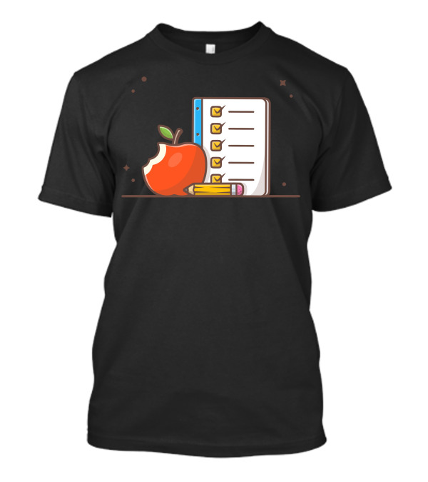 Apple Fruit Pencil And Checklist T-Shirt