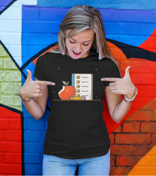 Apple Fruit Pencil And Checklist T-Shirt