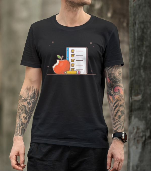 Apple Fruit Pencil And Checklist T-Shirt