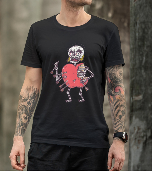 Appleskullcolored121 Skeleton With Heart And Arrows T-Shirt