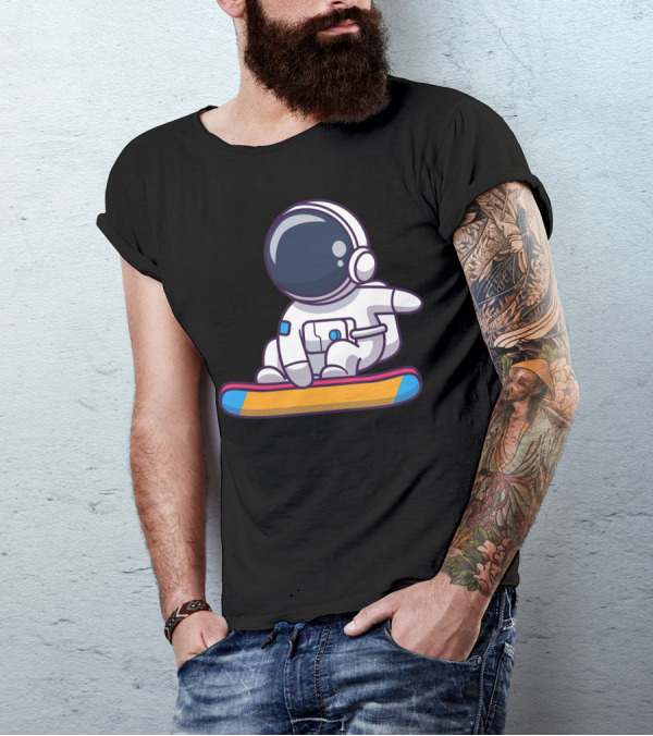 Astronaut Riding Surfboard On The Moon T-Shirt