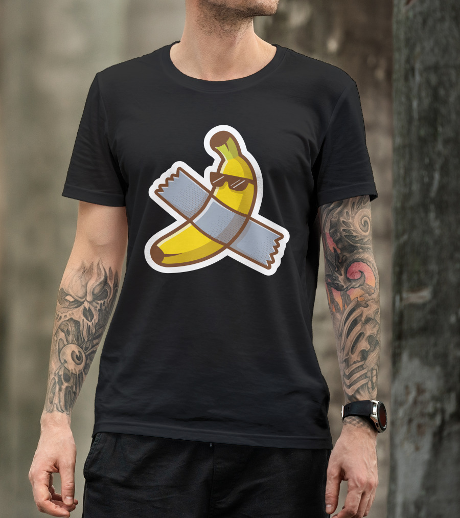 Banana With Sunglasses Duct-Taped Sticker T-Shirt