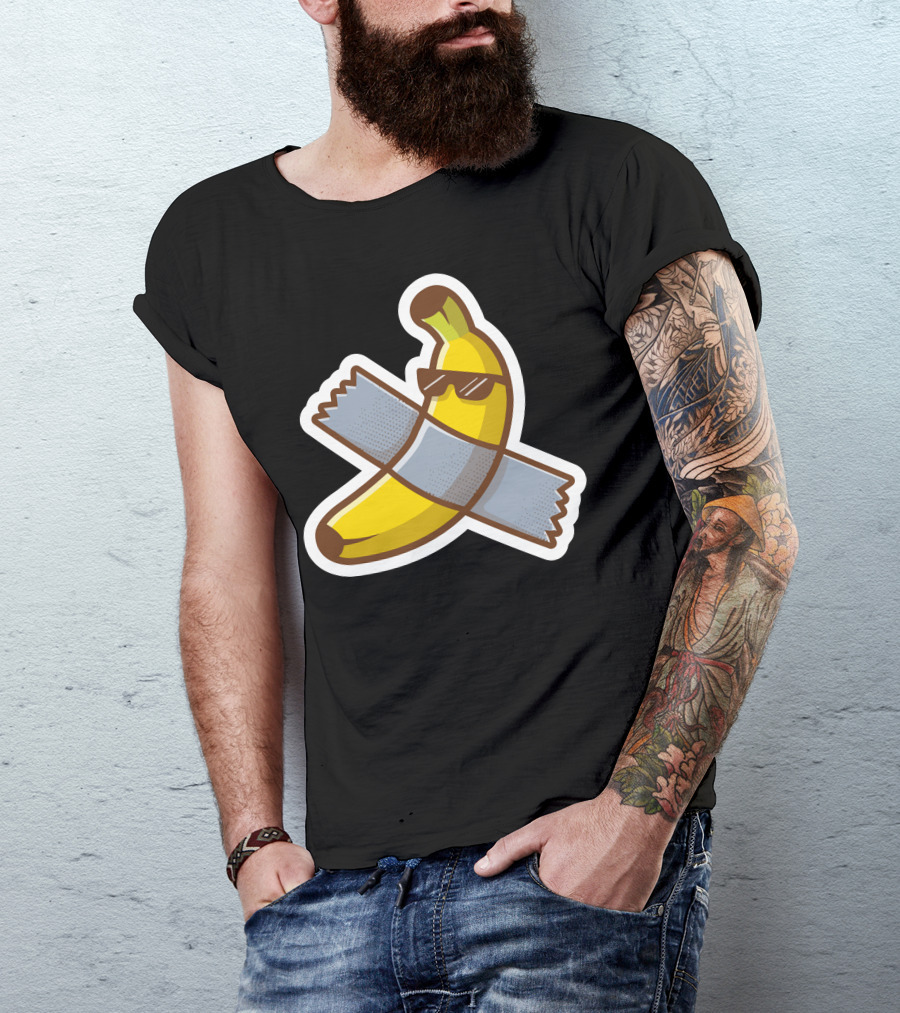 Banana With Sunglasses Duct-Taped Sticker T-Shirt