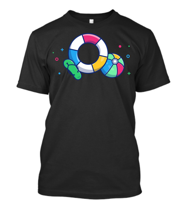 Beach Balloons Flip Flop Life Ring Summer Fun T-Shirt