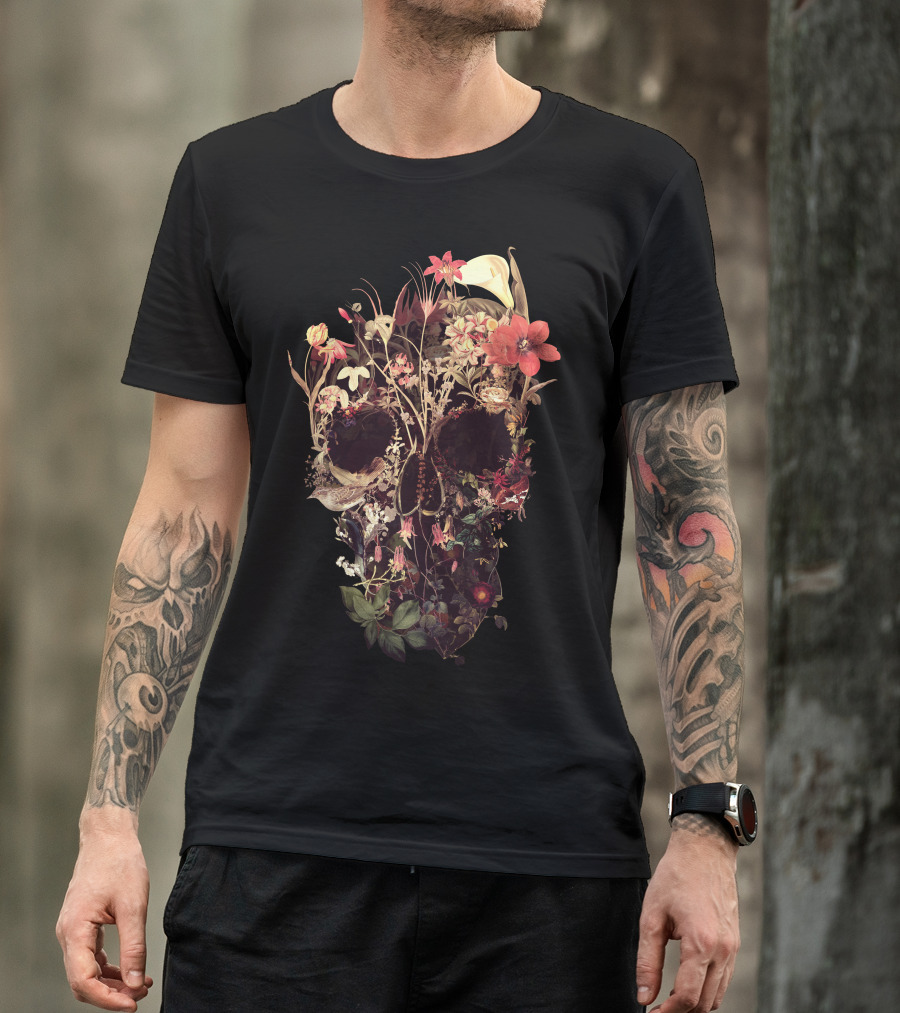 Bloom Skull Floral Fusion Botanical Skull T-Shirt