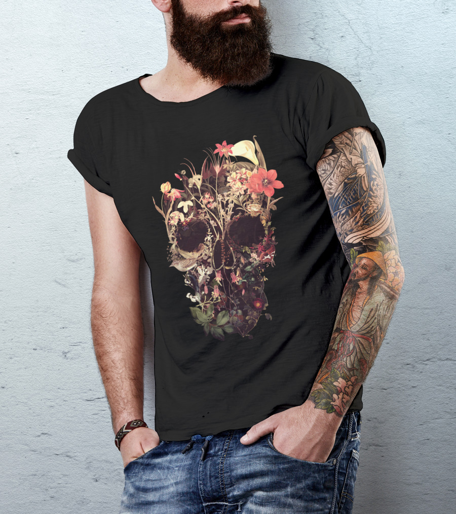 Bloom Skull Floral Fusion Botanical Skull T-Shirt