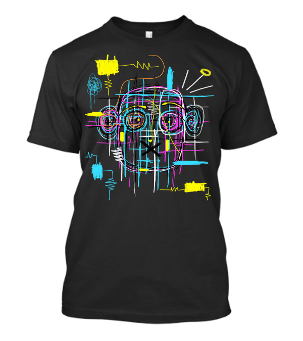 Bobsky Abstract Colorful Line Art Face Drawing T-Shirt
