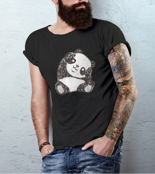 Adorable Fluffy Cute Panda Sketch T-Shirt