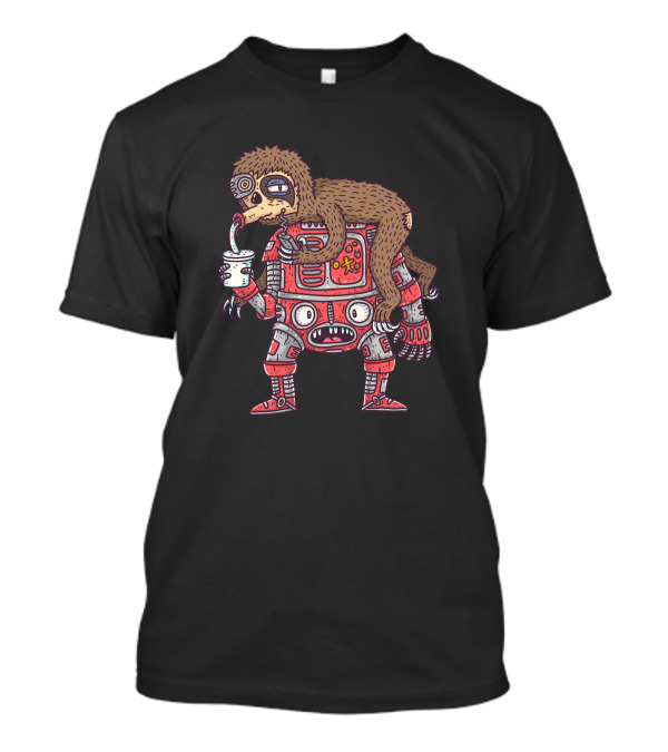 Cybersloth Riding A Robot Drinking Coffee T-Shirt