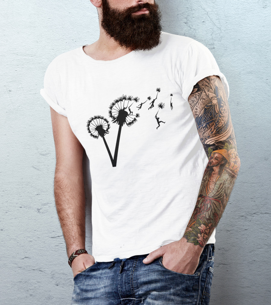 Dandy Lion Flower Silhouette Transformation With Figures T-Shirt