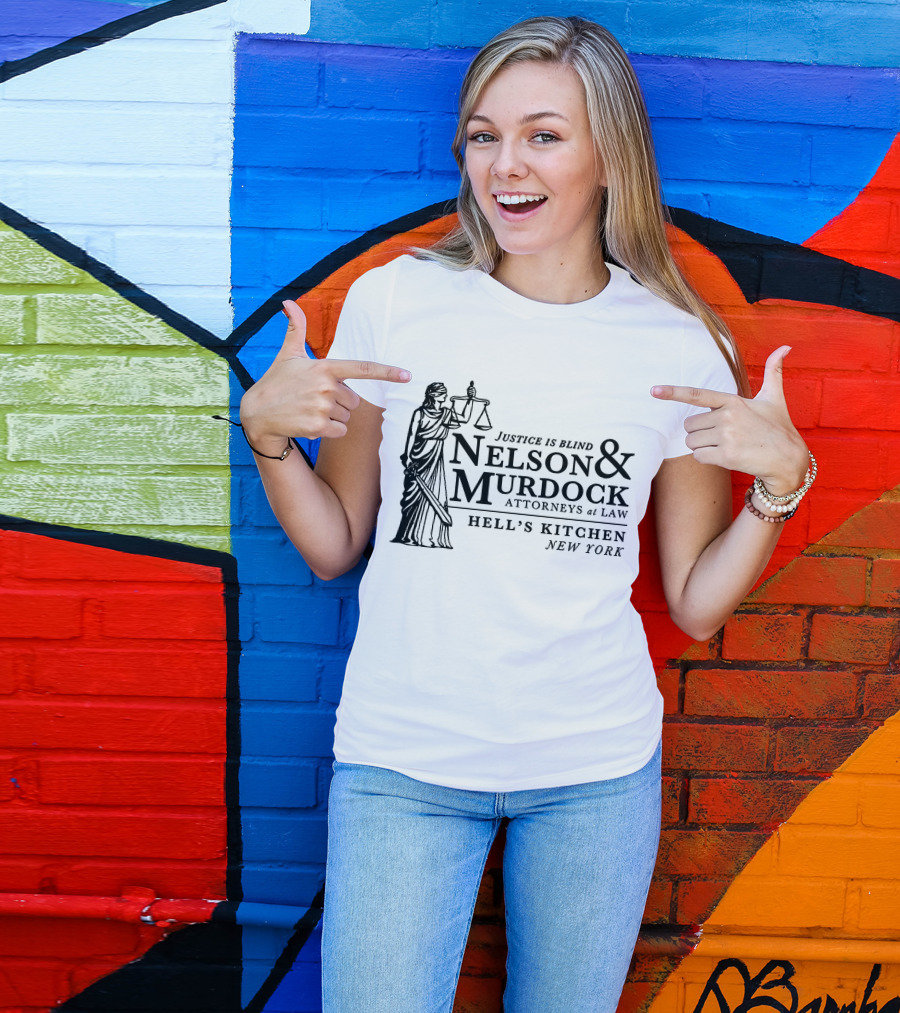 Justice Is Blind Nelson And Murdock Attorneys At Law Hell's Kitchen New York T-Shirt