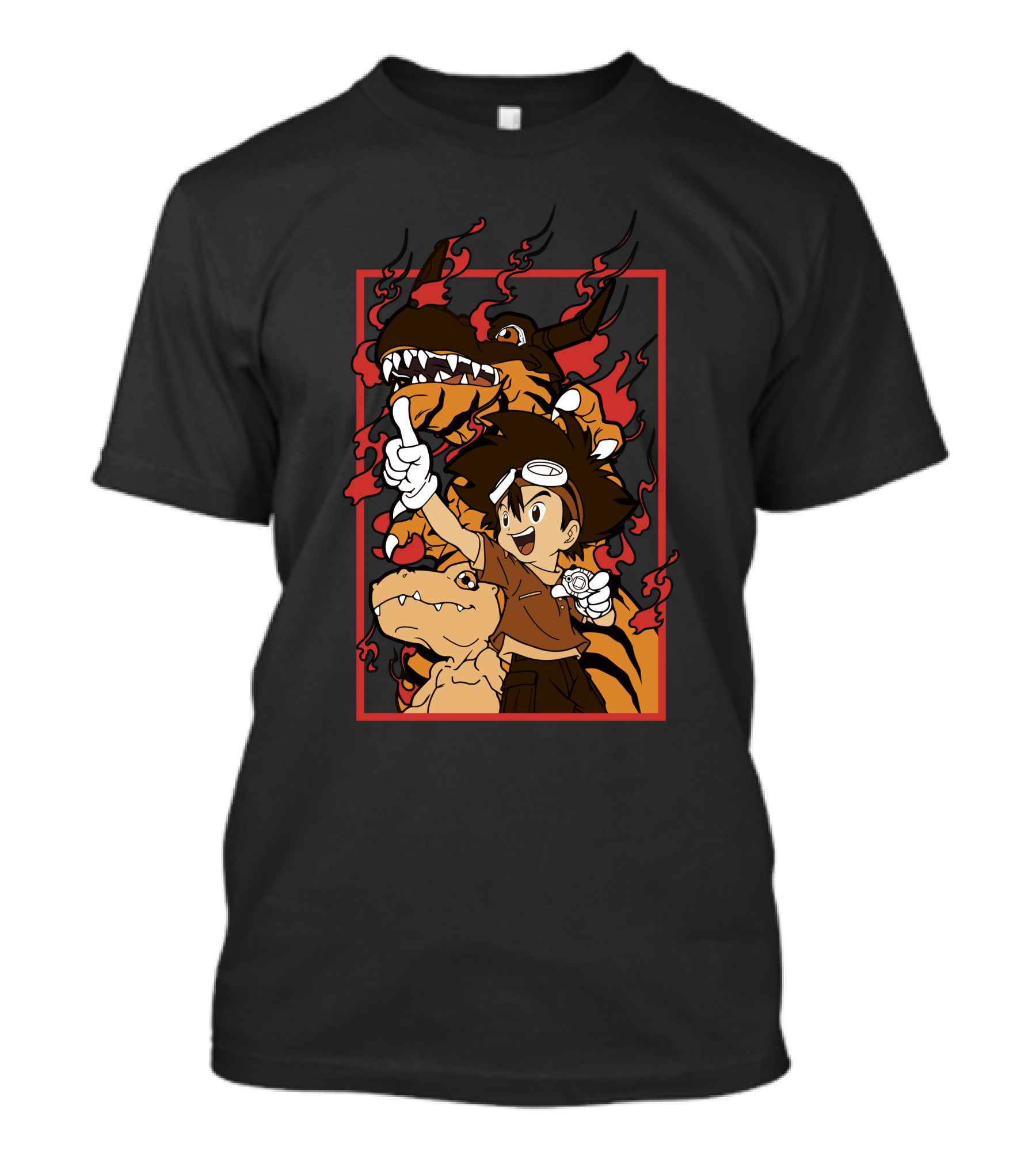 Digimon Agumon Tai Greymon Flames T-Shirt