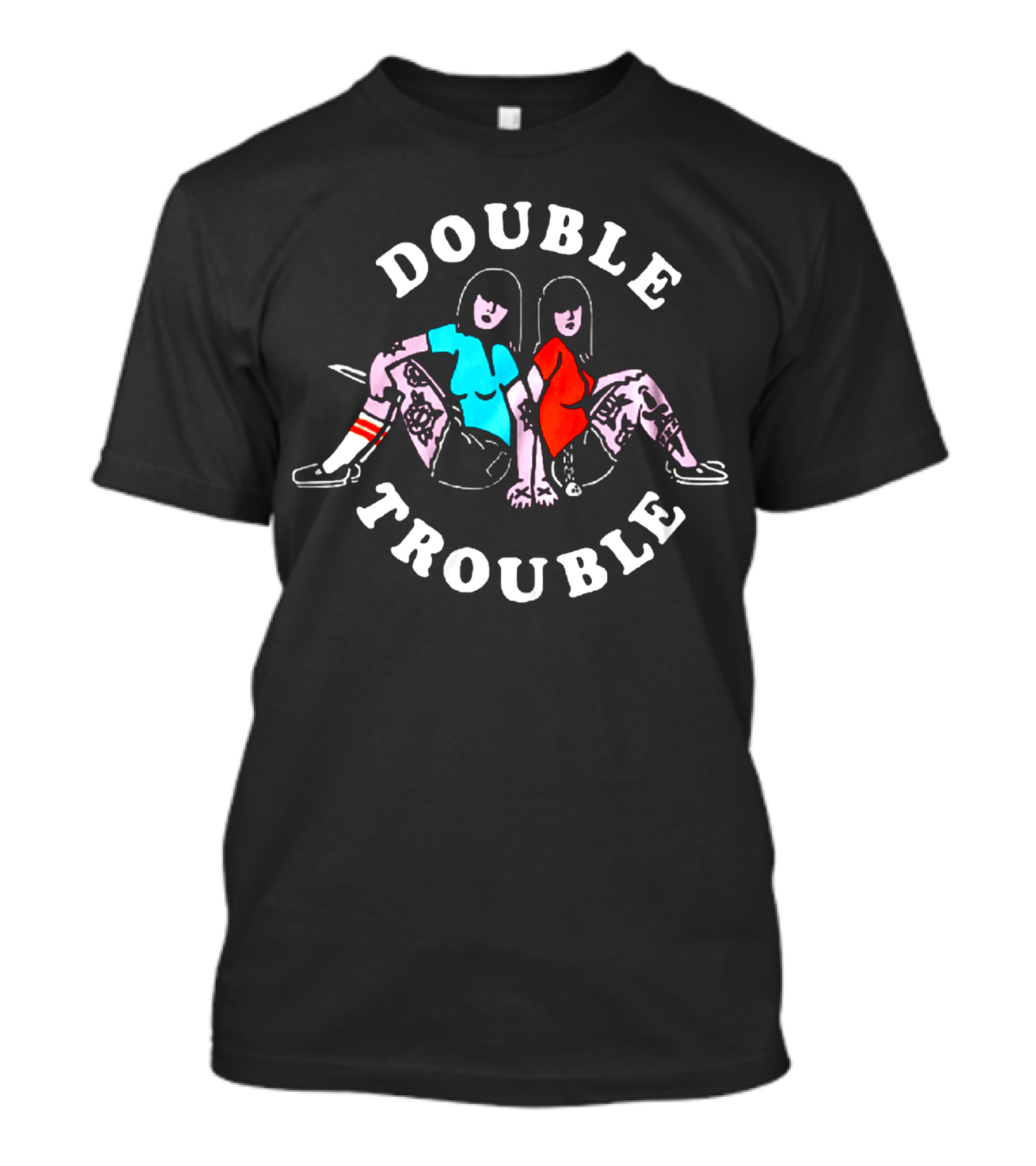 Double Trouble Roller Skating Duo With Tattoos T-Shirt