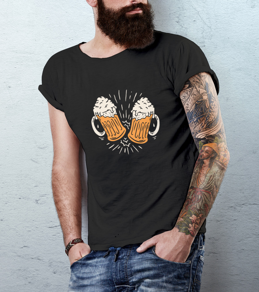 Drink A Beer New Cheers Clinking Mugs T-Shirt