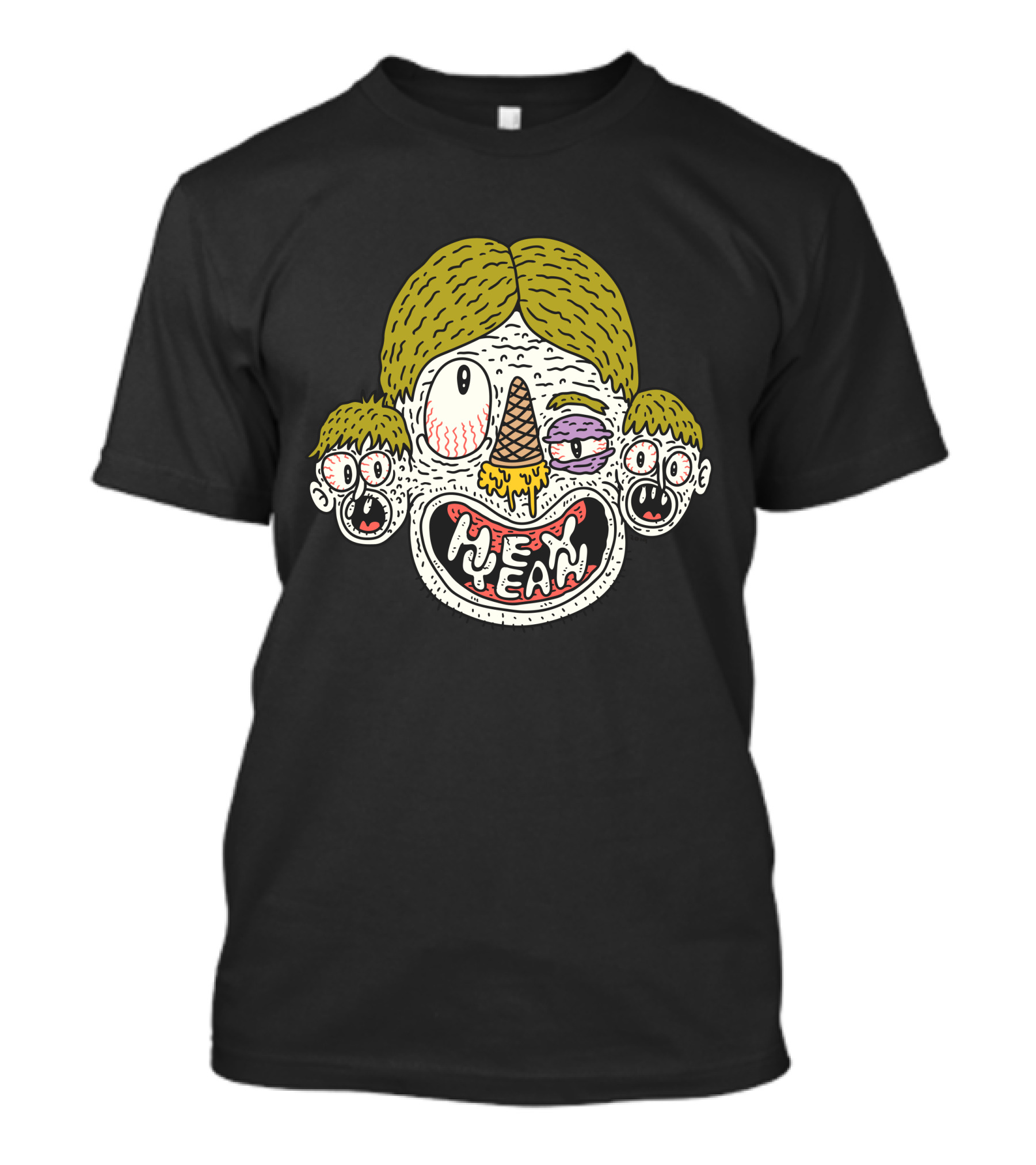 MEAN YEAH Strange Multi-Eyed Comic Face T-Shirt