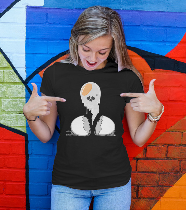 Egg Ghost With Broken Shell And Skull Face T-Shirt