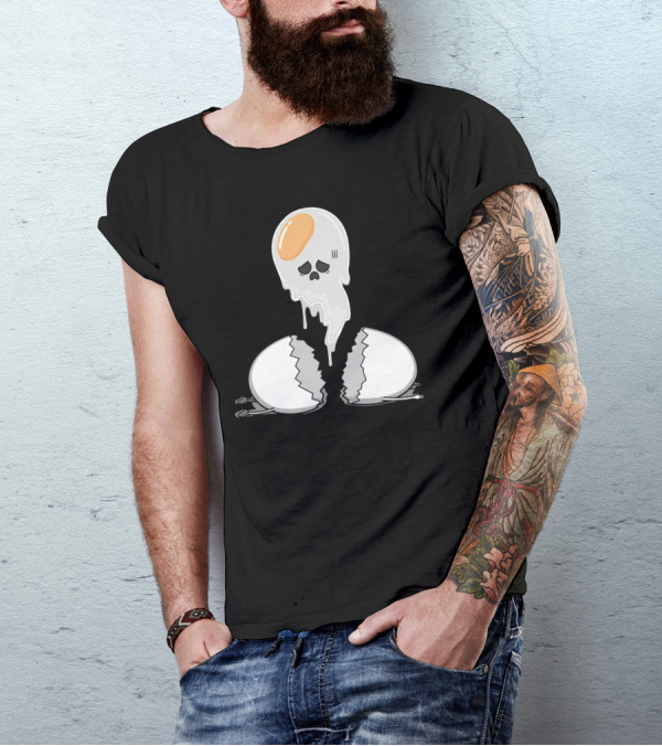 Egg Ghost With Broken Shell And Skull Face T-Shirt