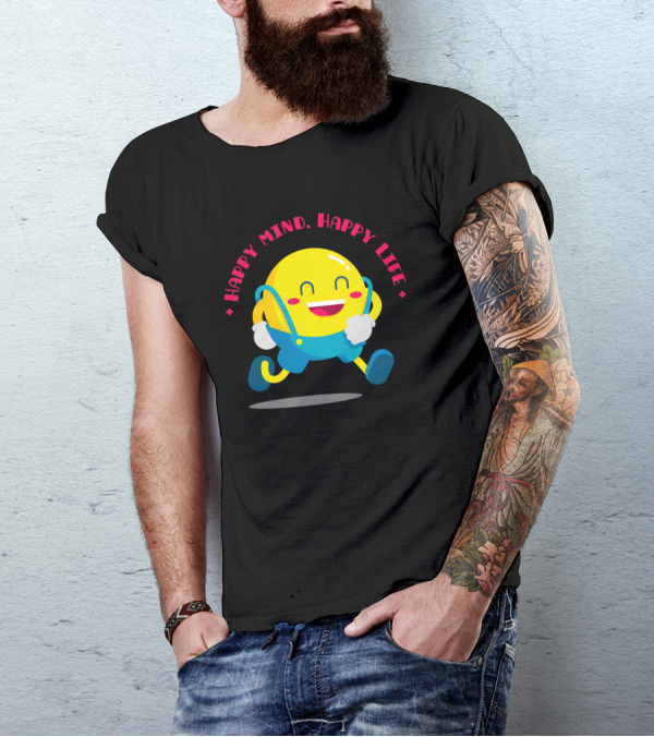 Happy Mind Happy Life Emoji Character T-Shirt