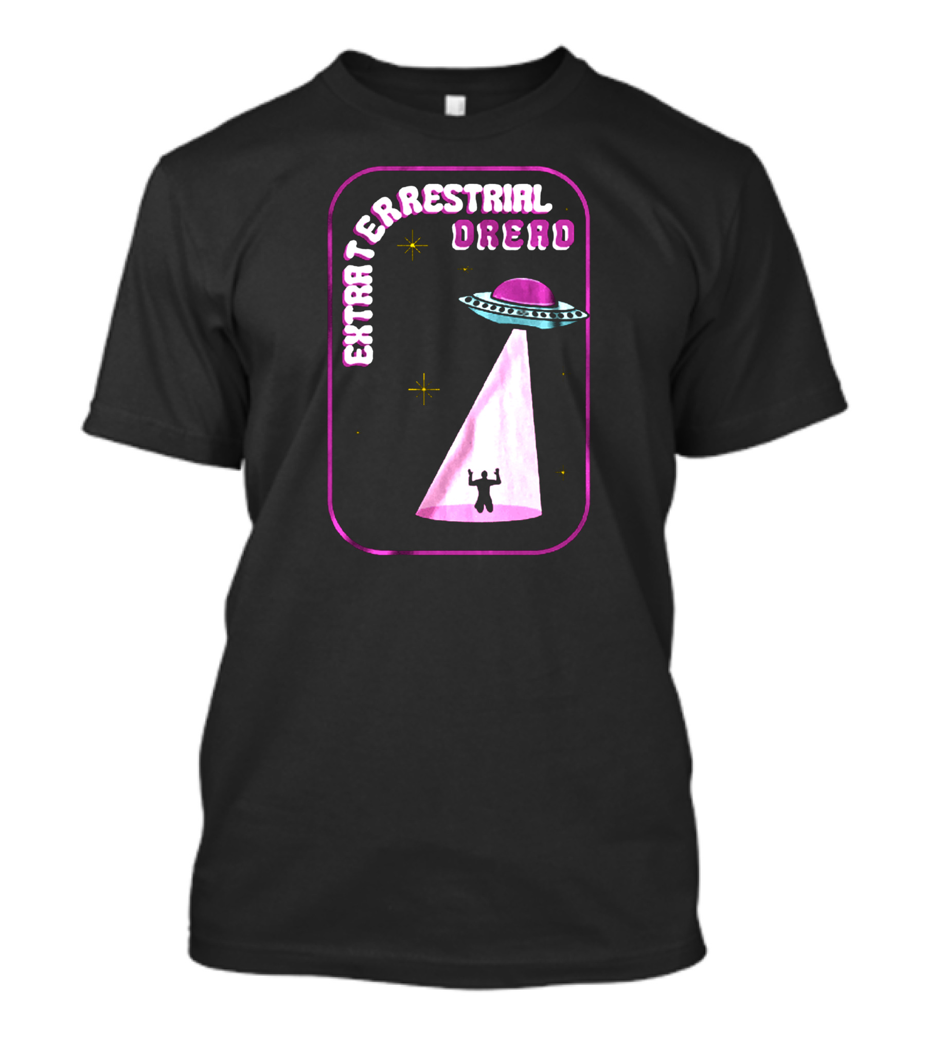 EXTRATERRESTRIAL DREAD UFO ALIEN ABDUCTION WITH STARS AND PURPLE BEAM T-Shirt