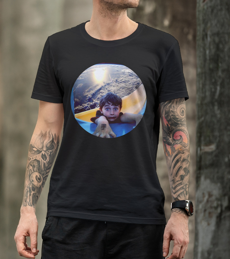 Falling Down Amusement Park Fun Slide Adventure Ocean Background T-Shirt