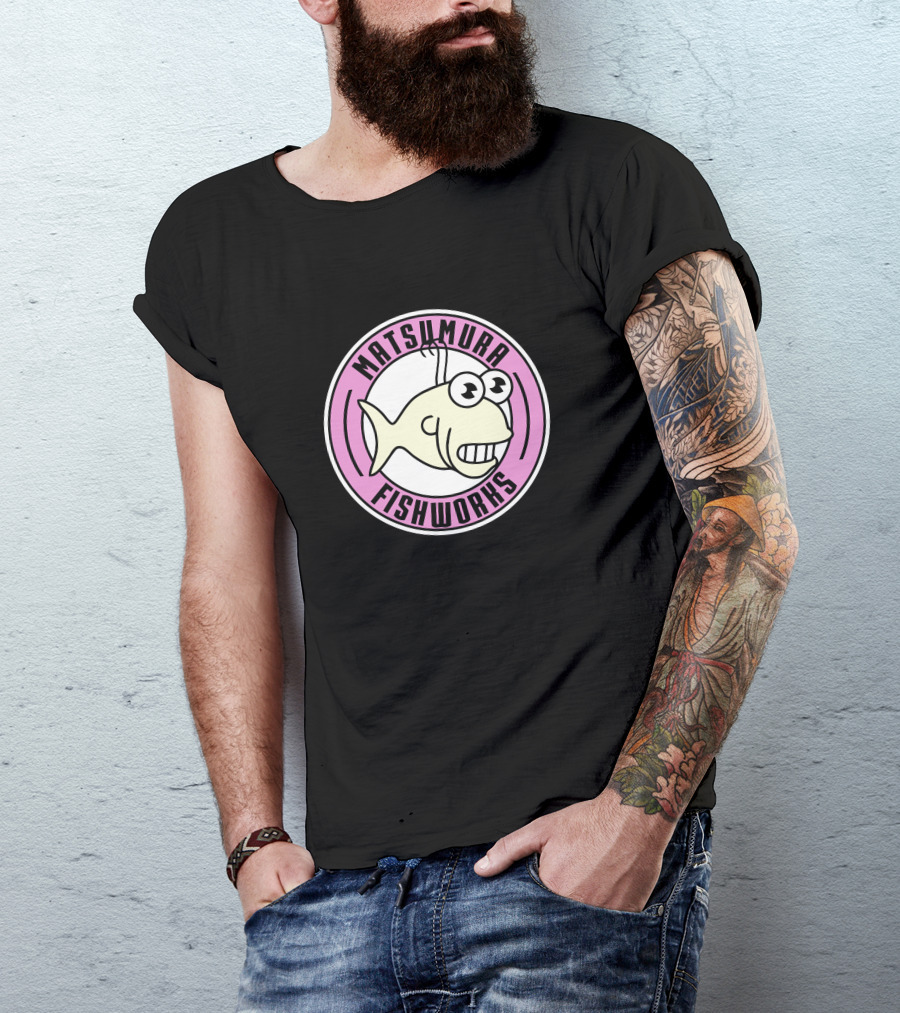 Matsumura Fishworks Badge With Cartoon Fish T-Shirt