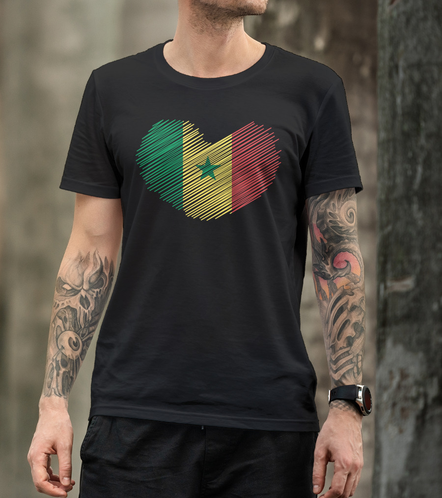 Senegal Flag Heart Love T-Shirt