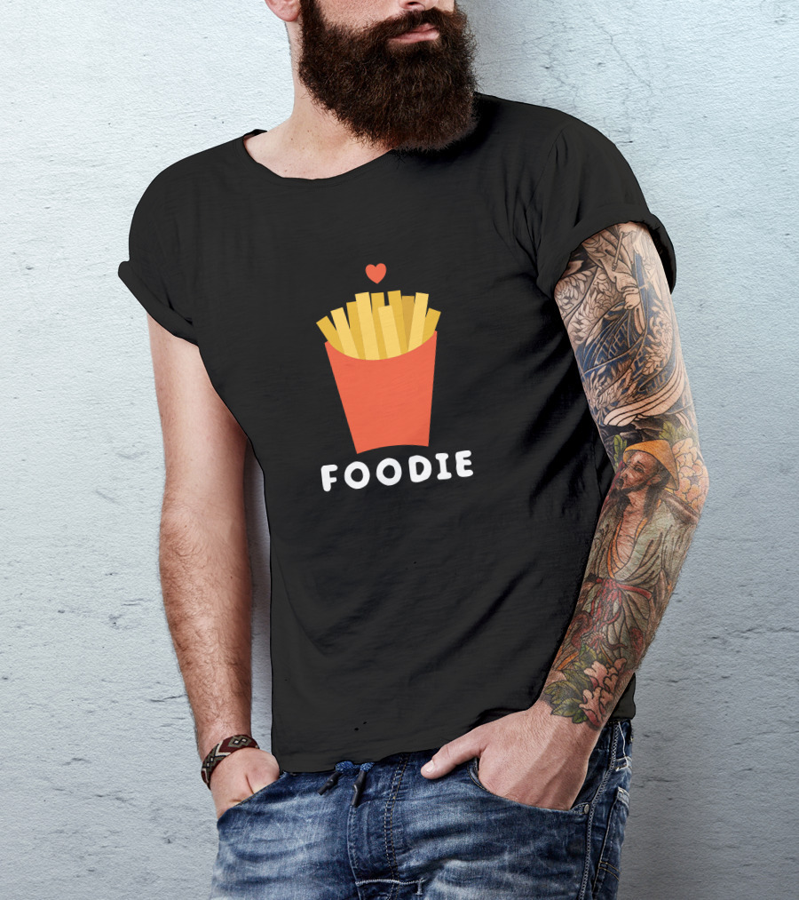 Flat Design Whimsical Cute Foodie Fries With Heart T-Shirt