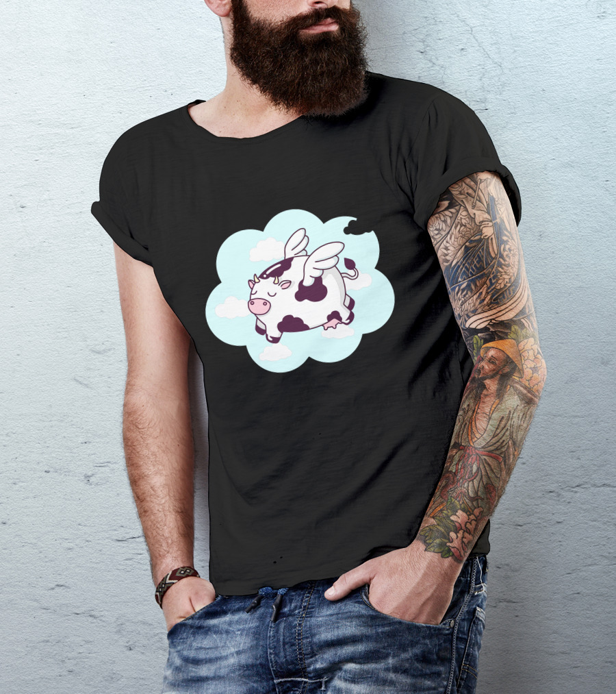 Flying Cow With Wings In Clouds T-Shirt