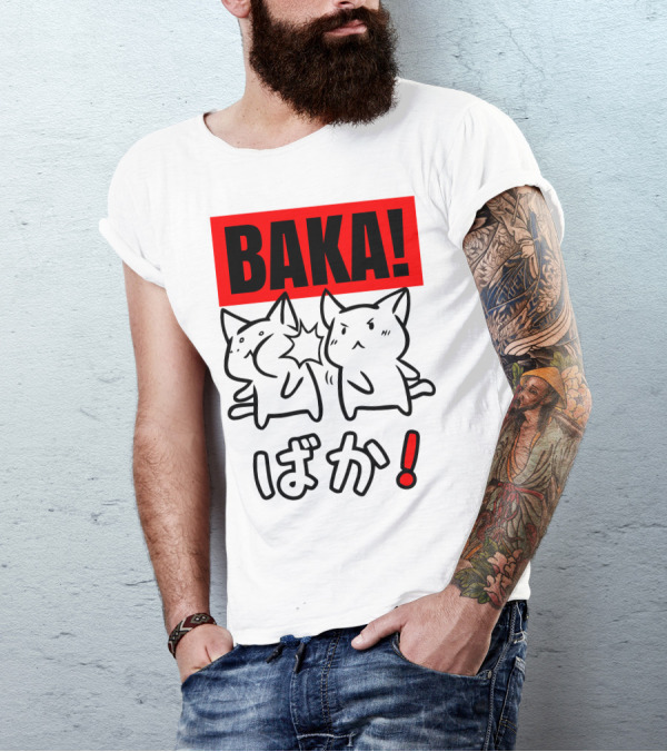Baka Anime Cat Characters Funny T-Shirt