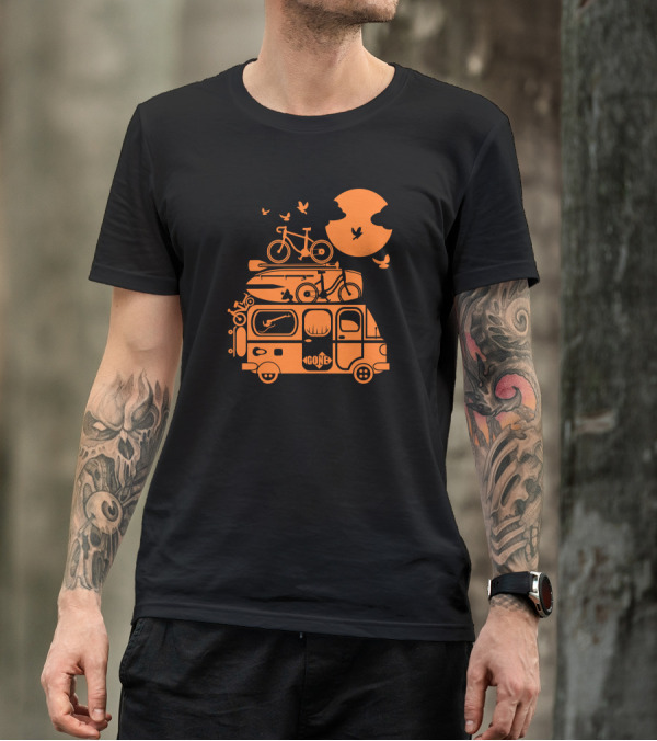 Gone Funny Family Vacation Camper Van With Bikes And Surfboards T-Shirt