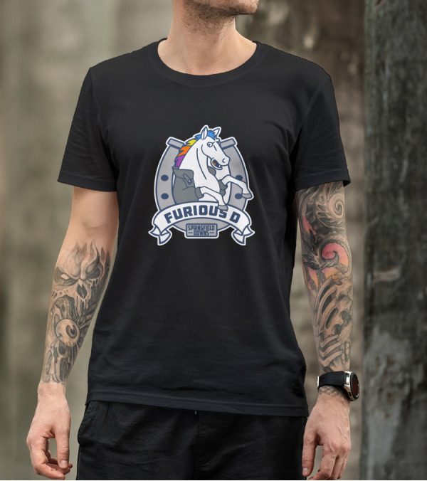 Furious D Springfield Downs Rainbow Mane Horse T-Shirt