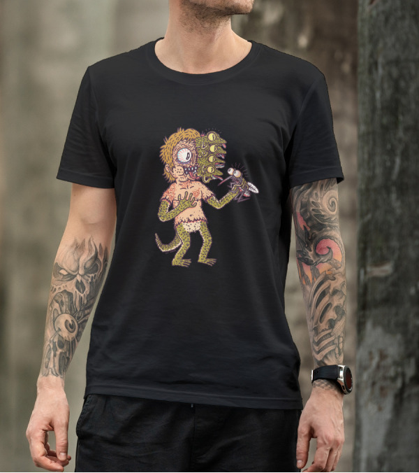Gecko Man Mutant Creature With Insect Companion T-Shirt