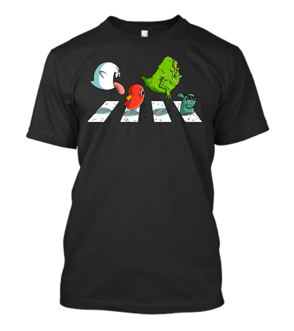 Ghostbusters And Classic Ghosts Crossing Abbey Road T-Shirt