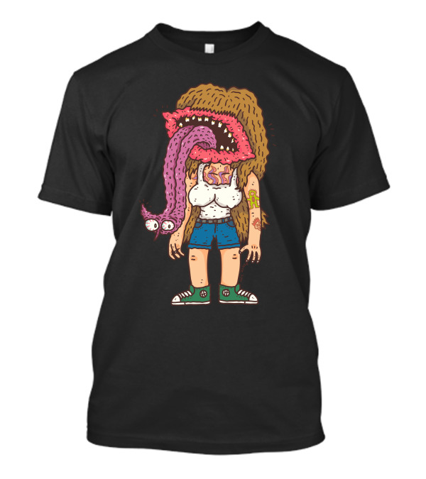 Girlalips Monster Tongue Creature With Cartoon Eyes T-Shirt