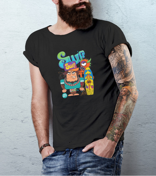 Gorila Surf Johnny Caputti Surf Skateboard Retro Art Groovy Wave T-Shirt