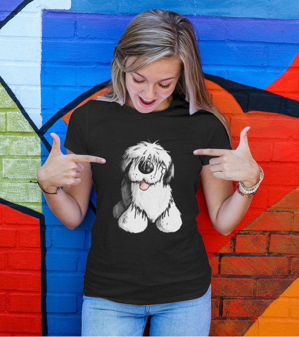 Happy Old English Sheepdog Bobtail Dog Cartoon Modartis T-Shirt