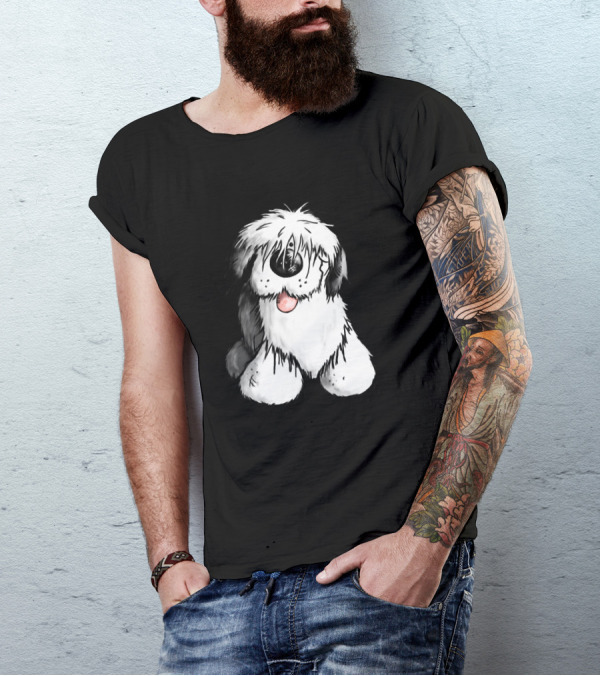 Happy Old English Sheepdog Bobtail Dog Cartoon Modartis T-Shirt