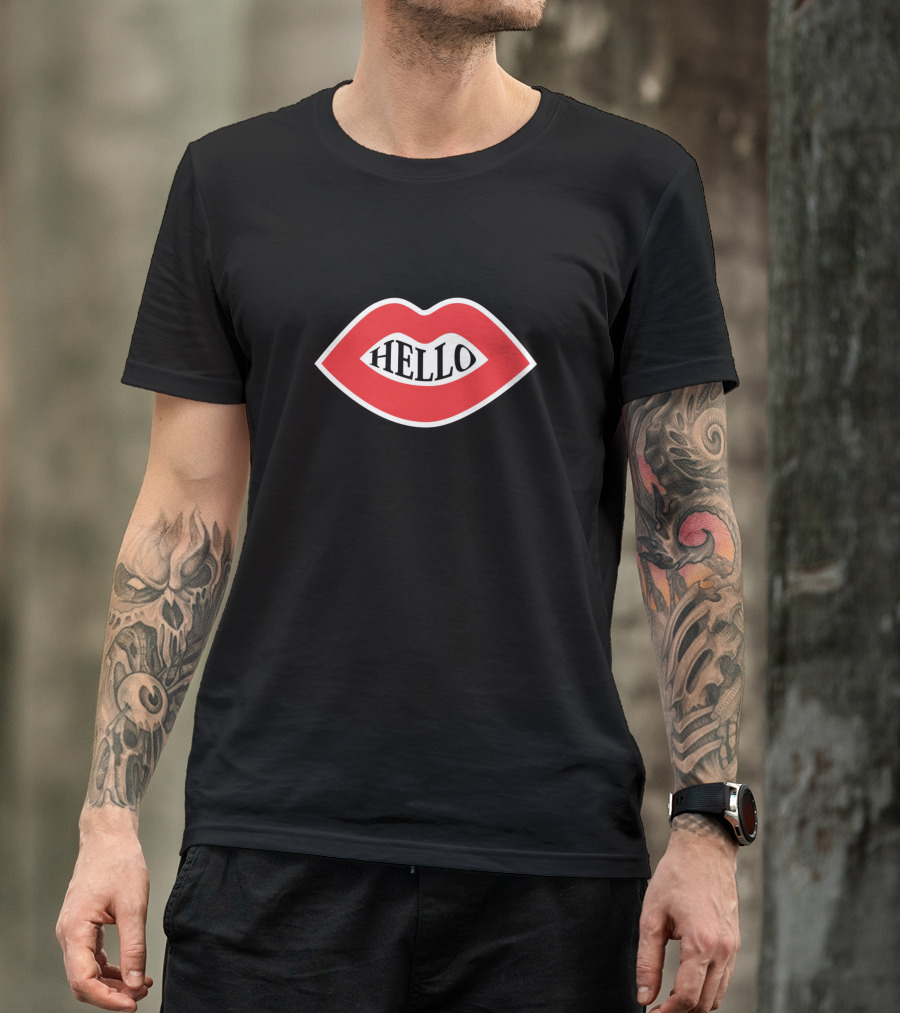Hello Lips Icon With Bold Red Outline T-Shirt