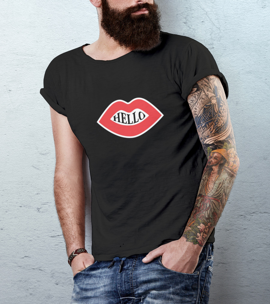 Hello Lips Icon With Bold Red Outline T-Shirt