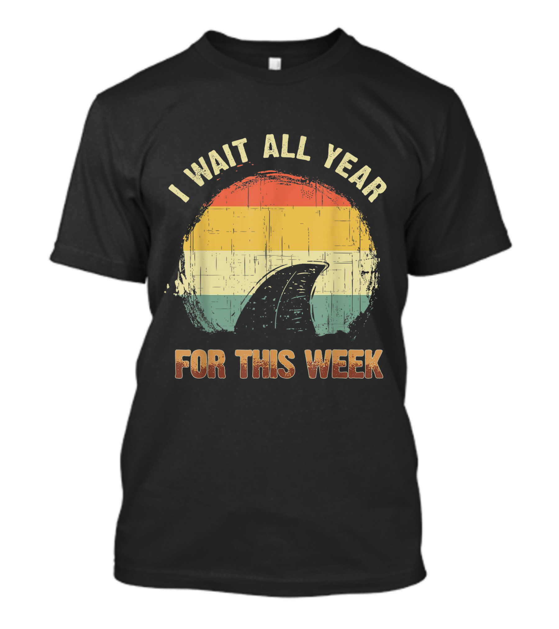 I Wait All Year For This Shark Week Retro Sunset T-Shirt