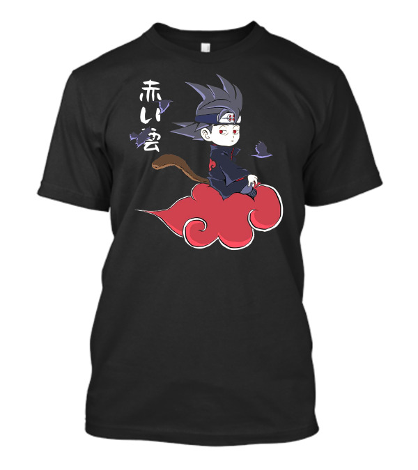 Itachi Uchiha Akatsuki Riding Red Cloud With Kanji And Purple Crows T-Shirt