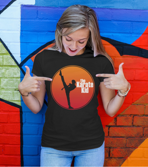 The Karate Kid High Kick Silhouette Retro Circle T-Shirt