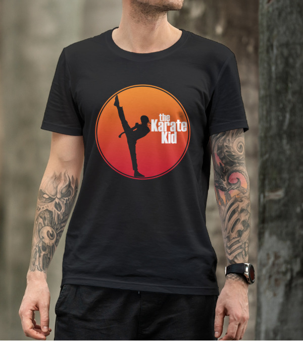 The Karate Kid High Kick Silhouette Retro Circle T-Shirt