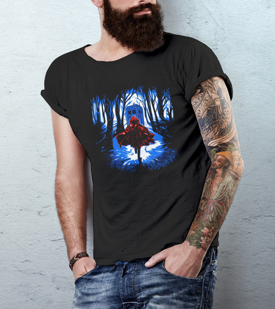 Little Red Riding Hood Doctor Who Tardis Forest Scene T-Shirt