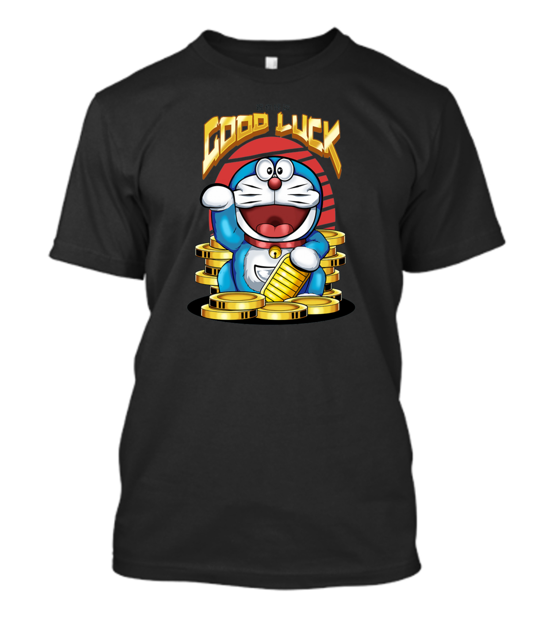Maneki Neko Doraemon Good Luck Coins T-Shirt