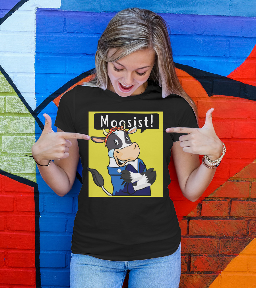 Moosist Cow With Bandana - Fun Cartoony Character T-Shirt