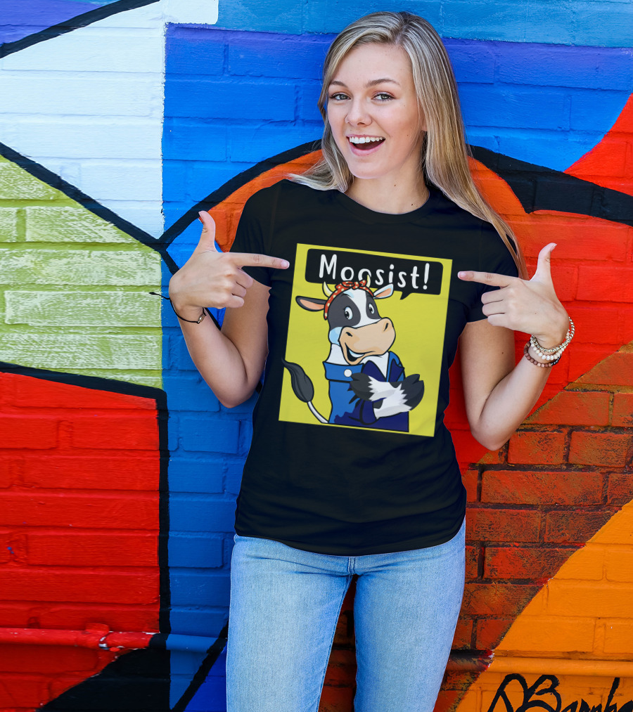 Moosist Cow With Bandana - Fun Cartoony Character T-Shirt