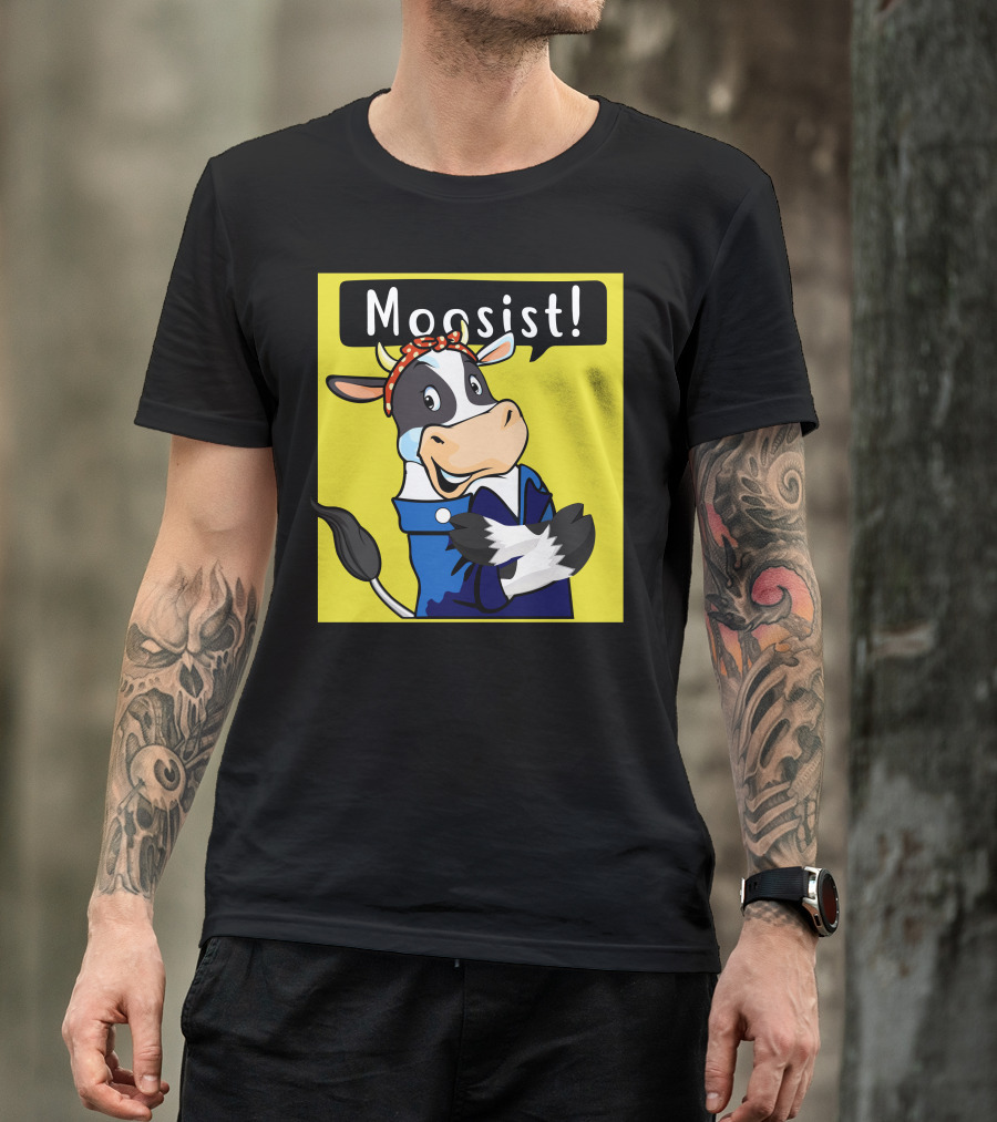 Moosist Cow With Bandana - Fun Cartoony Character T-Shirt