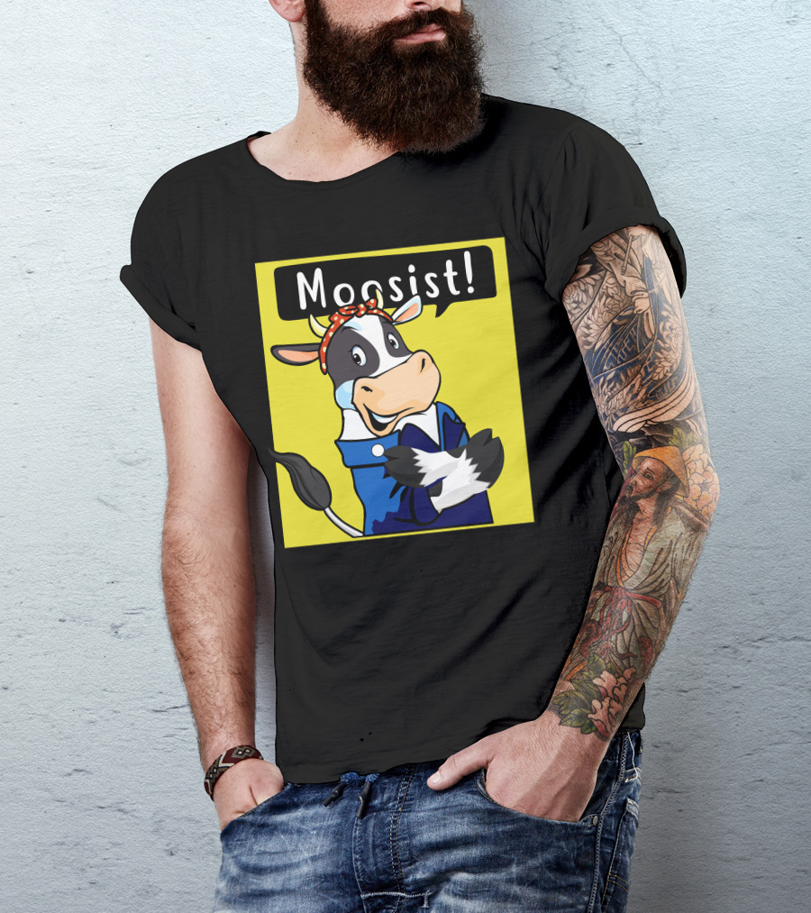 Moosist Cow With Bandana - Fun Cartoony Character T-Shirt