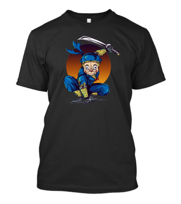 Ninja Hatori Crouching With Sword Against Sunset Circle T-Shirt